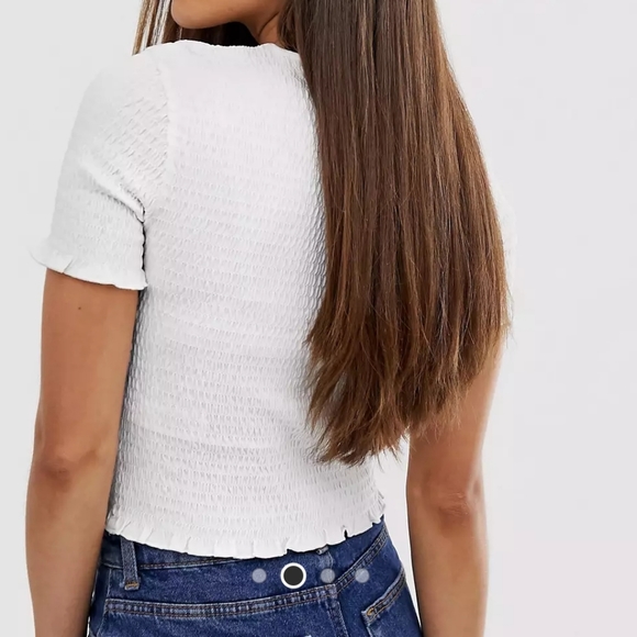 Shirred Ruched Ruffle Edge T Shirt from ASOS - Picture 2 of 8